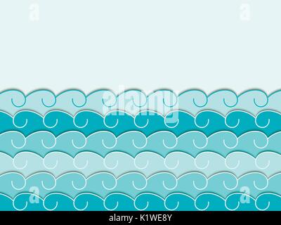 Paper wave. Seascape. vector illustration Stock Vector
