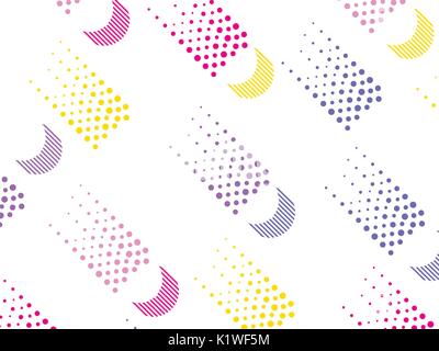 Background with a flat geometric design with dots memphis in the style of 80's. Vector illustration Stock Vector