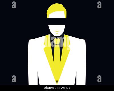 A man in a white suit with a tie. Yellow and white. Vector illustration Stock Vector