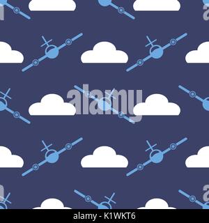 Airplane Silhouette Seamless Pattern Stock Vector