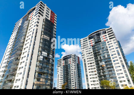 modern apartment buildings against blue sky Stock Photo