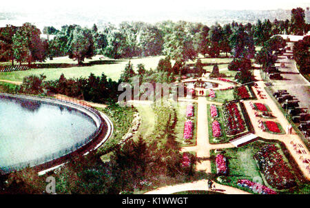 A colored view of Volunteer Park, Capitol Hill Seattle, USA in 1933 Stock Photo