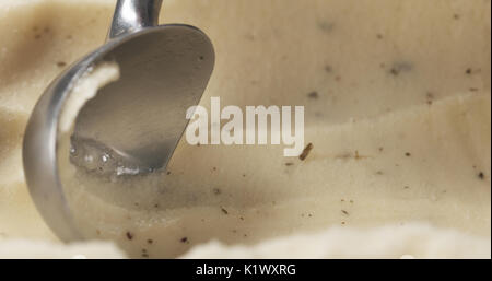 closeup of scooping lemon mint sorbet, wide photo Stock Photo