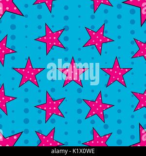 Stars in pop art style, seamless pattern. Vector. Stock Vector