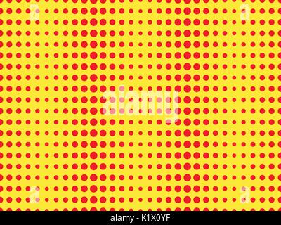 Red dots on a yellow background. Pop Art pattern. Vector illustration Stock Vector