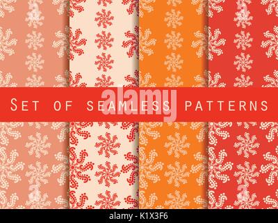 Set seamless patterns. Pastel shades. The pattern for wallpaper, bed linen, tiles, fabrics, backgrounds. Vector illustration. Stock Vector