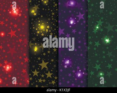 Seamless pattern with stars, deep space. Star sky. Vector illustration Stock Vector