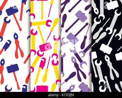 Repair tools seamless pattern. Set of vector backgrounds Stock Vector