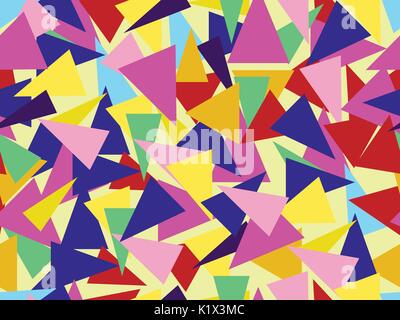 Triangles seamless pattern in the style of the 80s. Vector illustration Stock Vector
