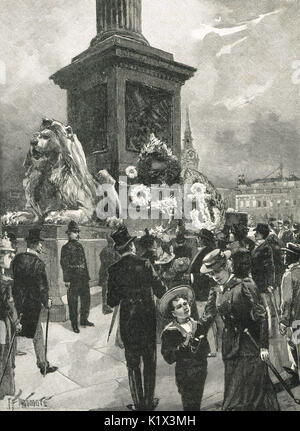 Nelson day, a scene in Trafalgar Square, October 21 1895 Stock Photo