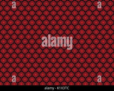Seamless pattern with red circles on a black background. Art deco style. Vector illustration Stock Vector