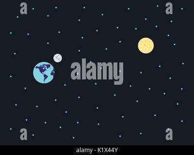 Space. Flight from Earth to Mars. Stars. Vector. Stock Vector