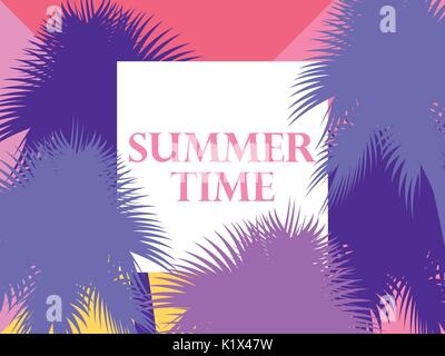 Summer time. Background with palm trees. Vector illustration Stock Vector