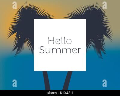 Hello summer. Background with palm trees. Vector illustration Stock Vector