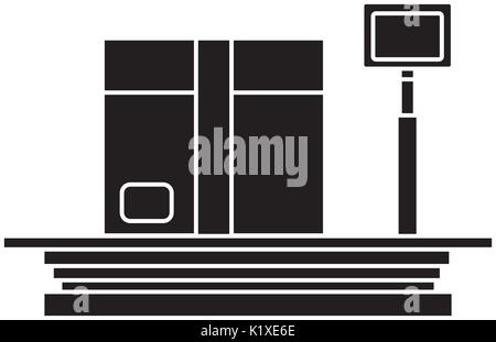 cardboard box on storage scale cargo icon Stock Vector