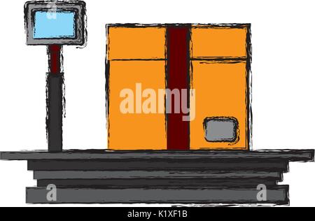 cardboard box on storage scale cargo icon Stock Vector