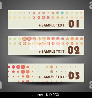 Set of Three Colorful Modern Styled Numbered Horizontal Headers or Banners with Abstract Design for Web or Advertisement -Template Illustration Vector Stock Vector