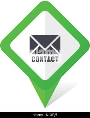 Email green square pointer vector icon in eps 10 on white background with shadow. Stock Vector