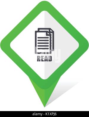 Read green square pointer vector icon in eps 10 on white background with shadow. Stock Vector