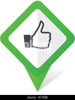 Like green square pointer vector icon in eps 10 on white background with shadow. Stock Vector