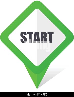 Start green square pointer vector icon in eps 10 on white background with shadow. Stock Vector
