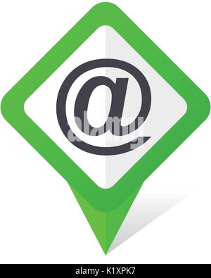 Email green square pointer vector icon in eps 10 on white background with shadow. Stock Vector