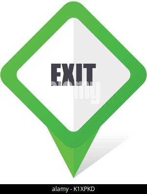 Exit green square pointer vector icon in eps 10 on white background with shadow. Stock Vector