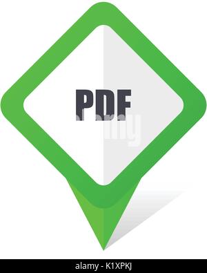 Pdf green square pointer vector icon in eps 10 on white background with shadow. Stock Vector