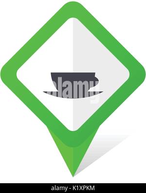Espresso green square pointer vector icon in eps 10 on white background with shadow. Stock Vector