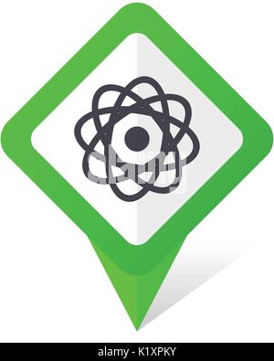 Atom green square pointer vector icon in eps 10 on white background with shadow. Stock Vector