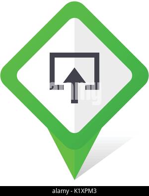 Enter green square pointer vector icon in eps 10 on white background with shadow. Stock Vector