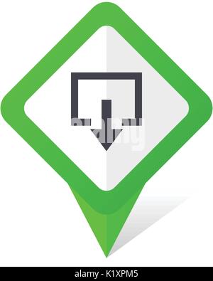 Exit green square pointer vector icon in eps 10 on white background with shadow. Stock Vector