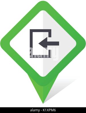 Enter green square pointer vector icon in eps 10 on white background with shadow. Stock Vector