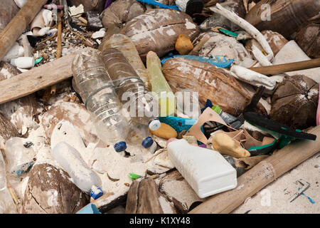 Plastic Waste washed up at shore, Christmas Island, Australia