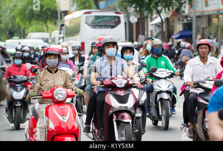 SAIGON - June 2017: Road traffic in Saigon, Vietnam Stock Photo