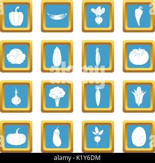 Vegetables icons azure Stock Vector
