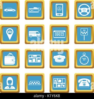 Taxi icons azure Stock Vector