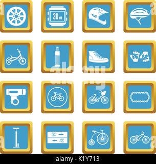 Biking icons azure Stock Vector