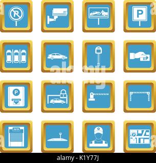 Car parking icons azure Stock Vector