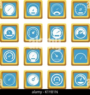 Speedometer icons azure Stock Vector