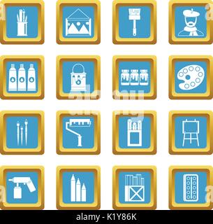 Painting icons azure Stock Vector