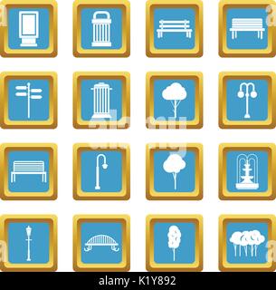 Park icons azure Stock Vector