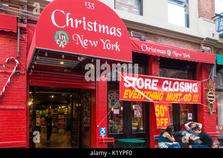 A year around store in Little Italy in New York City selling Christmas items Stock Photo