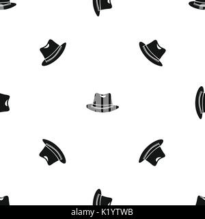 Hat pattern seamless black Stock Vector