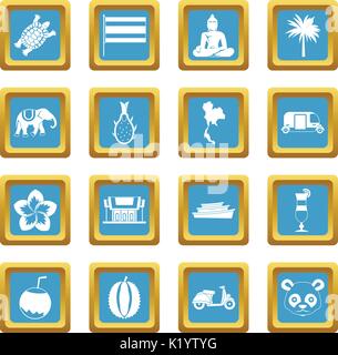 Costa Rica icons azure Stock Vector