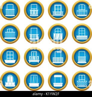 Window forms icons blue circle set Stock Vector