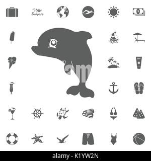 dolphin vector icon.dolphin.vector illustration. Hello summer icon. Beach icon set. travel icons set. Stock Vector