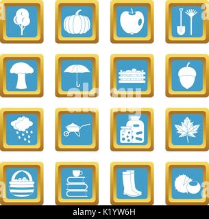 Autumn icons azure Stock Vector