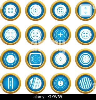 Clothes button icons blue circle set Stock Vector
