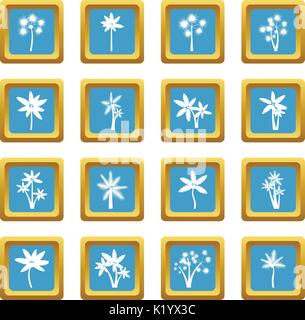 Palm tree icons azure Stock Vector